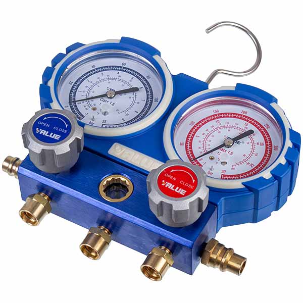 Manometric Manifold 2-valve VMG -2 R1234YF (R1234) + hoses 3pcs.x900mm + 2 couplings