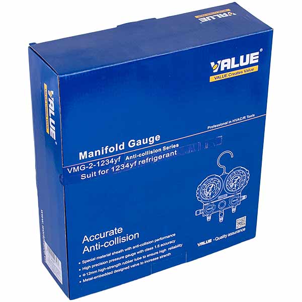 Manometric Manifold 2-valve VMG -2 R1234YF (R1234) + hoses 3pcs.x900mm + 2 couplings