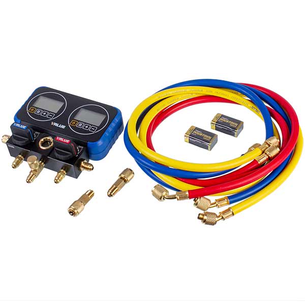 Manometric manifold 2-valve Value NAVTEK VRM2-0101 (R22 R134 R1234) + hoses 3pcs.x900mm