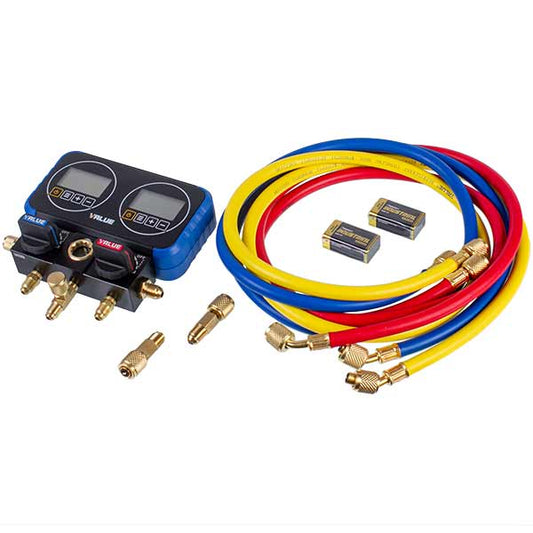 Manometric manifold 2-valve Value NAVTEK VRM2-0101 (R22 R134 R1234) + hoses 3pcs.x900mm