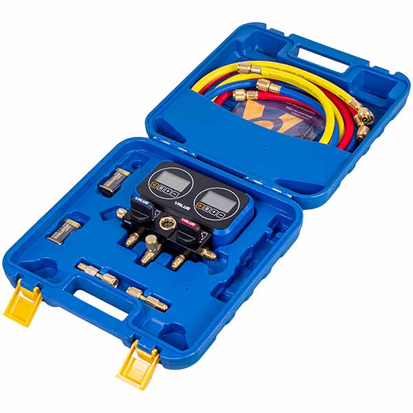 Manometric manifold 2-valve Value NAVTEK VRM2-0101 (R22 R134 R1234) + hoses 3pcs.x900mm