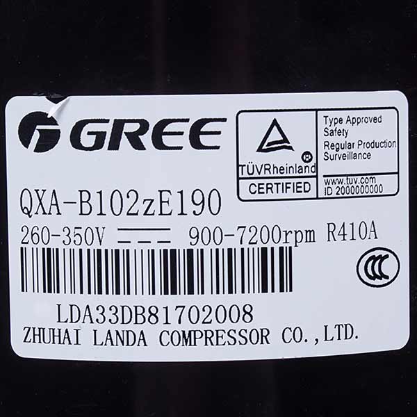 Cooper&Hunter (C&H) 00103364 Air Conditioner Compressor GREE 12'' QXA-B102zE190 R410A 260-350V