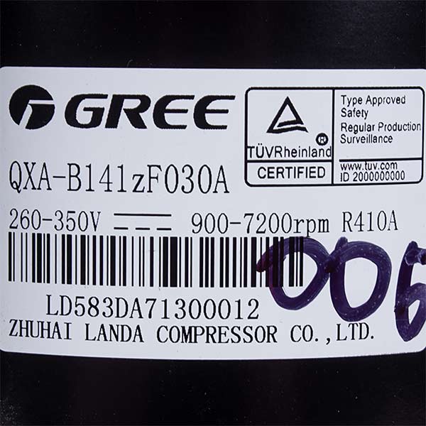 Air Conditioner Compressor Cooper&Hunter (C&H) 00105249G 18-24" QXA-B141zF030A R410a 260-350V Gree