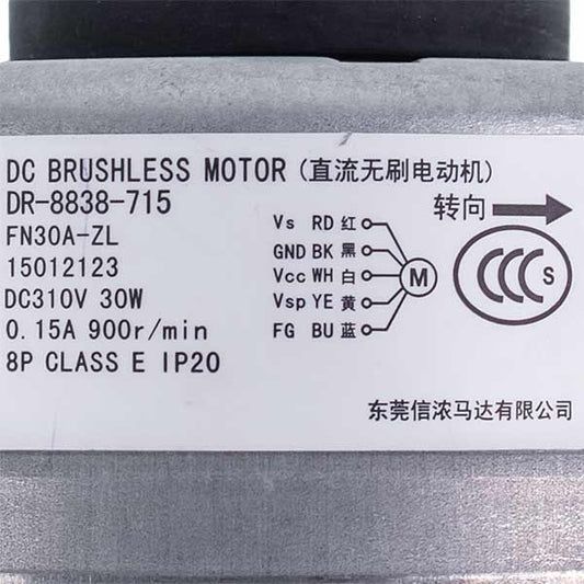 Air Conditioner Indoor Unit Fan Motor C&H 15012123 DR-8838-715(FN30A-ZL) 30W 310V 0.15A, stem 8x44mm