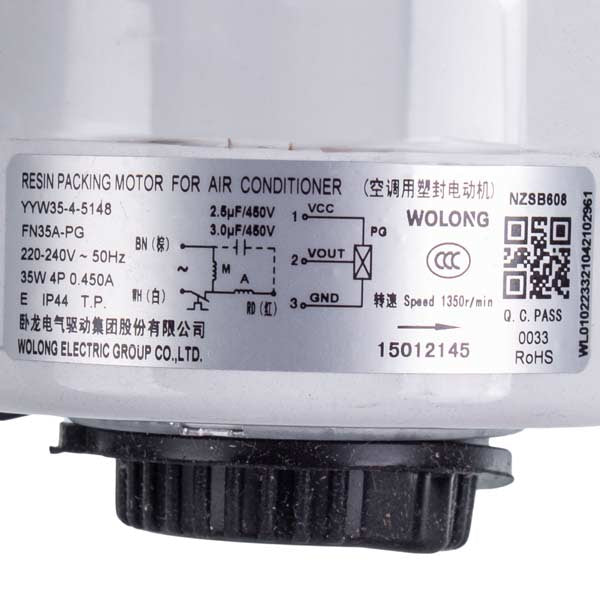 Indoor Unit Motor For Air Conditioner C&H 15012145 YYW35-4-5148 35W 220-240V, stem 8x45mm (counterclockwise)