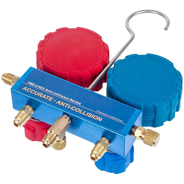 Manometric Manifold 2-valve LEETO LMG-2-R22 (R22 R-134 R404 R407) + hoses 3pcsx1200mm