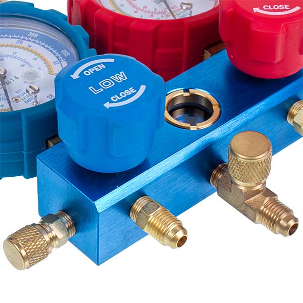 Manometric Manifold 2-valve LEETO LMG-2-R410A (R410 R407 R134 R22) + hoses 3pcsx1200mm
