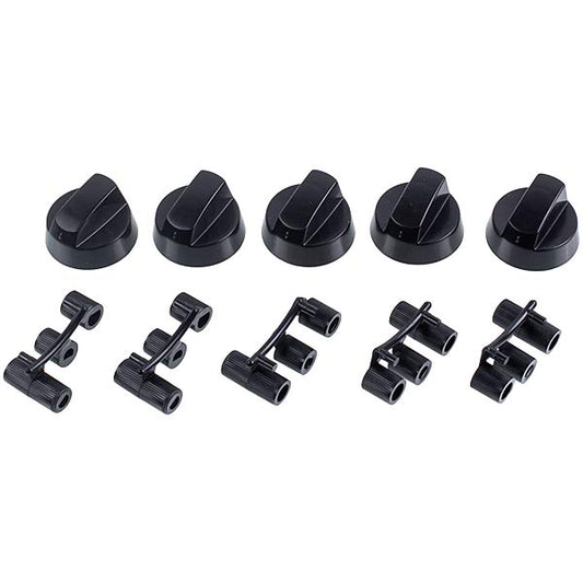 Stove Universal Control Knobs Set With Adapters 5 pieces black