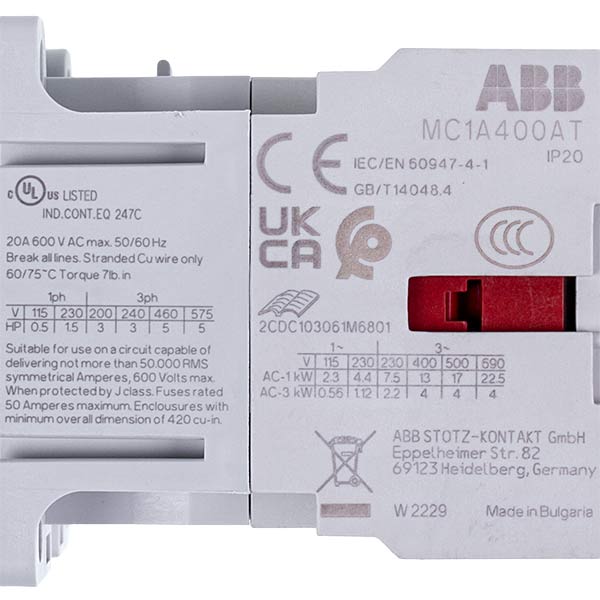 GENERAL ELECTRIC UNOX KVE1115A Contactor (magnetic starter) 4-pin 4kW 400V 20A