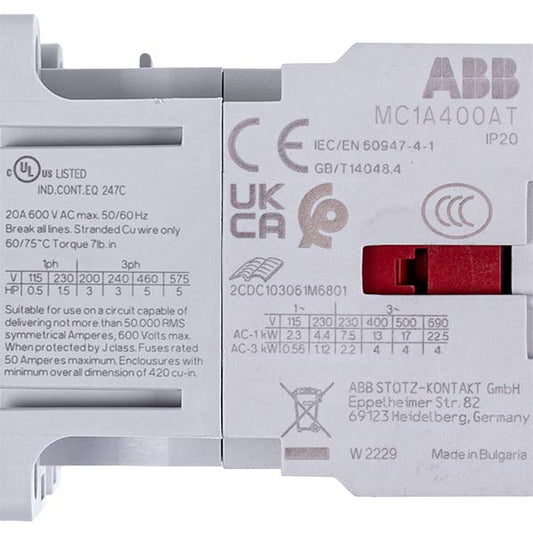 GENERAL ELECTRIC UNOX KVE1115A Contactor (magnetic starter) 4-pin 4kW 400V 20A