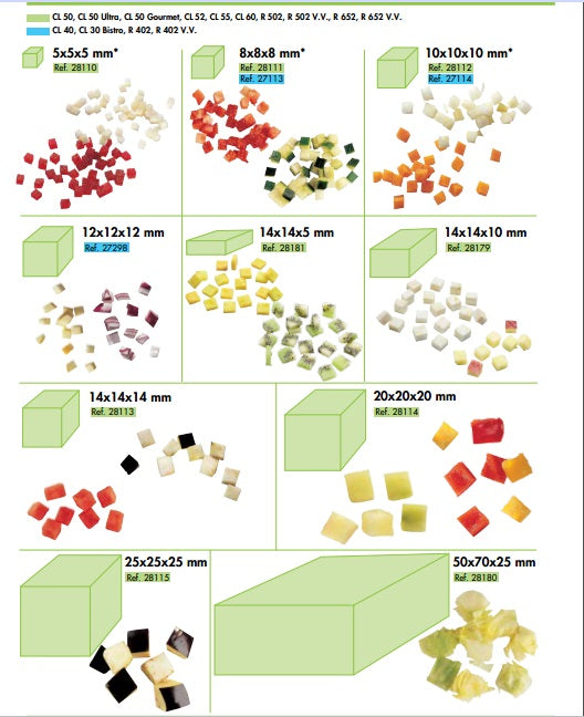 Cubing Set 20x20x20mm Robot Coupe 28114 D Grid=205mm D Slicer=190mm