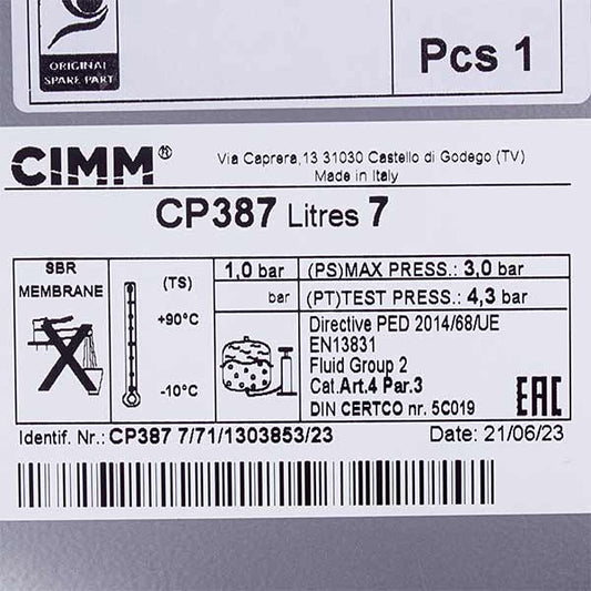 Expansion Tank Cimm 7 l М14х1 for Gas Boiler Baxi Eco 3, Westen Pulsar, Quasar 24 kW (atmo) 5668370