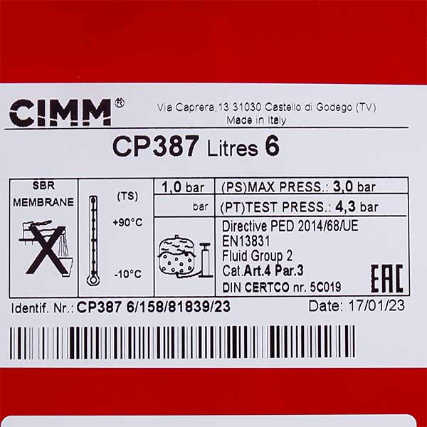 Expansion Tank 6 l for Gas Boiler Baxi/Westen 5693920