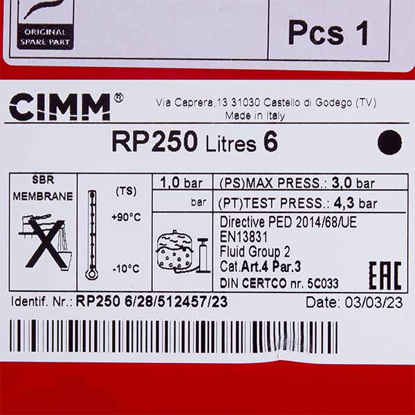 Gas-fired Boiler Expansion Tank Baxi/Westen 5693900 6 L