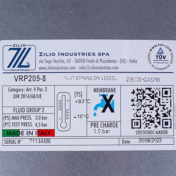 Gas-fired Boiler Expansion Tank Compatible with Ferroli Zilio 8 L 3/8'' 13N6000810