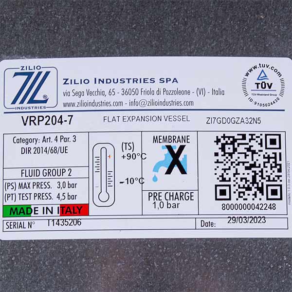 Gas-fired Boiler Expansion Tank Zilio 7 L 3/8'' 13N6000713