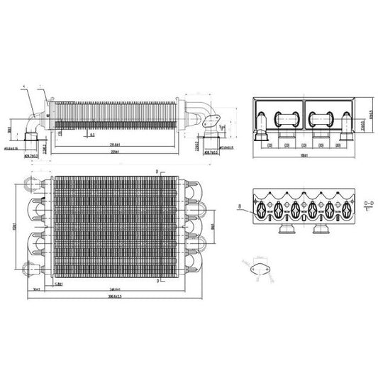 Bithermic Heat Exchanger for Gas Boiler Compatible with Baxi Main Four, Westen Quasar D 5700520