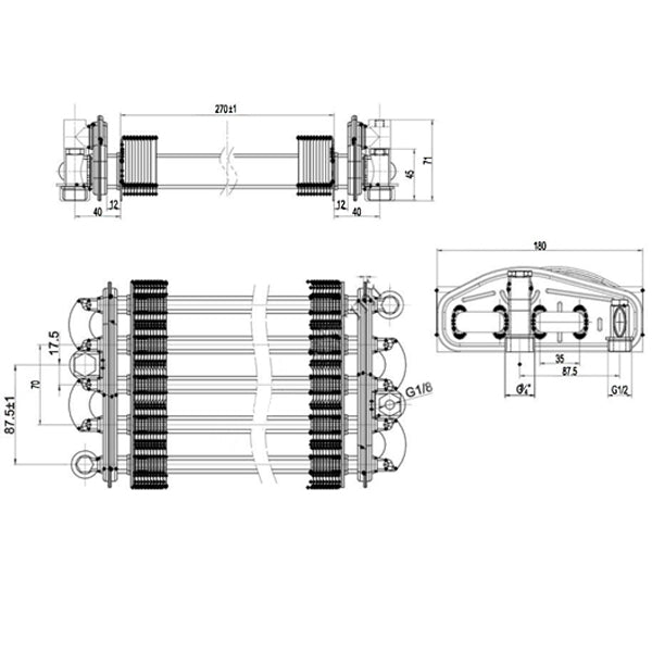 Bithermic Heat Exchanger (87 fins) for Gas Boiler Compatible with Demrad Tayros BK/HK 124 3001020005
