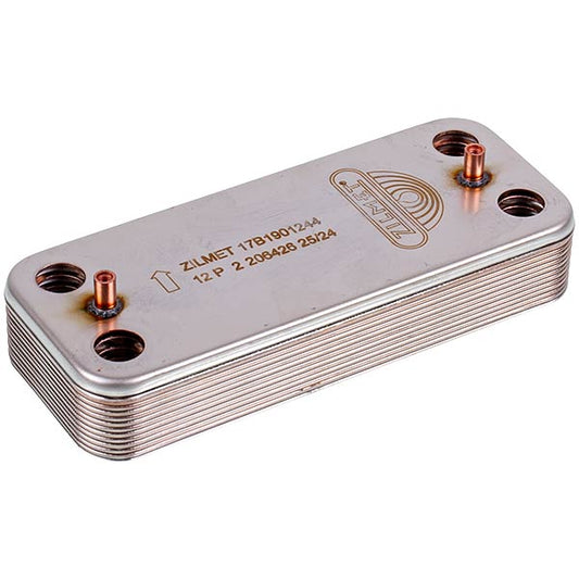 DHW Plate Heat Exchanger Zilmet (12 plates) for Gas Boiler Ariston BS/Clas/Genus/Egis Plus 17B1901244