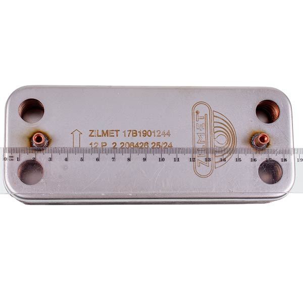DHW Plate Heat Exchanger Zilmet (12 plates) for Gas Boiler Ariston BS/Clas/Genus/Egis Plus 17B1901244