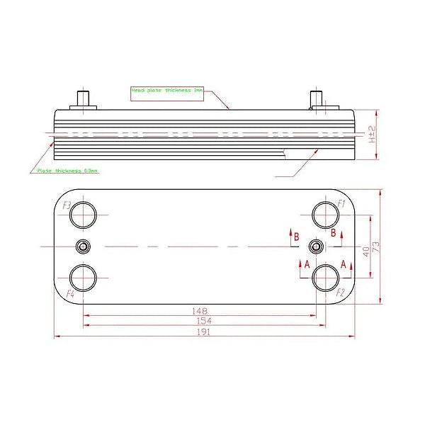 DHW Plate Heat Exchanger (12 plates) for Gas Boiler Compatible with Beretta R8036