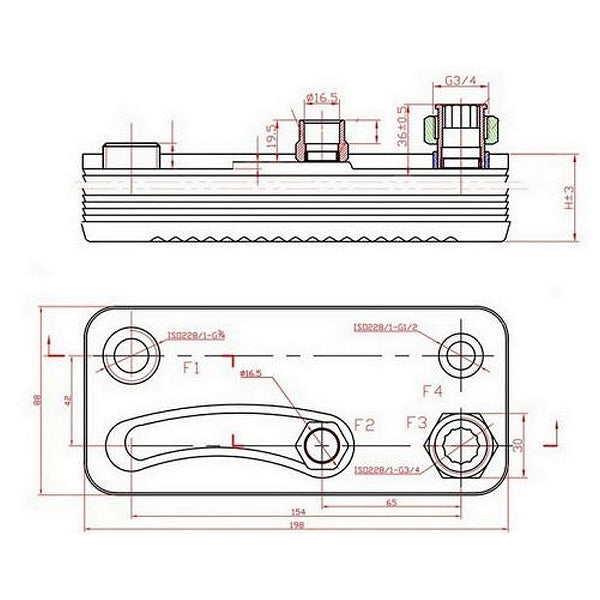 DHW Plate Heat Exchanger (12 plates) for Gas Boiler Compatible with Hermann Supermicra, Micra 2 15002479