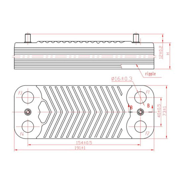 DHW Plate Heat Exchanger (12 plates) for Gas Boiler 7828745
