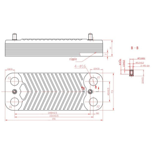 DHW Plate Heat Exchanger (14 plates) for Gas Boiler Compatible with Viessmann 7825534