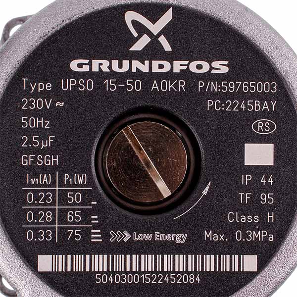 Gas-fired Boiler Circulation Pump Grundfos UPSO 15-50 75 W (reverse rotation)