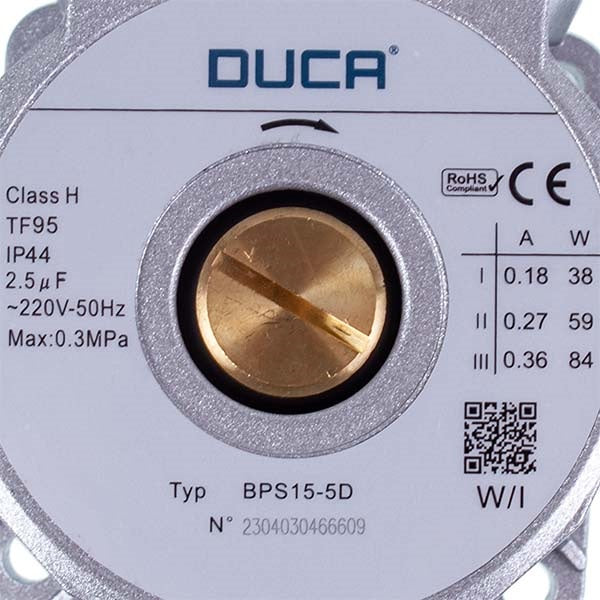 Circulation Pump Duca BPS15-5D 84 W D=30 mm for Gas Boiler