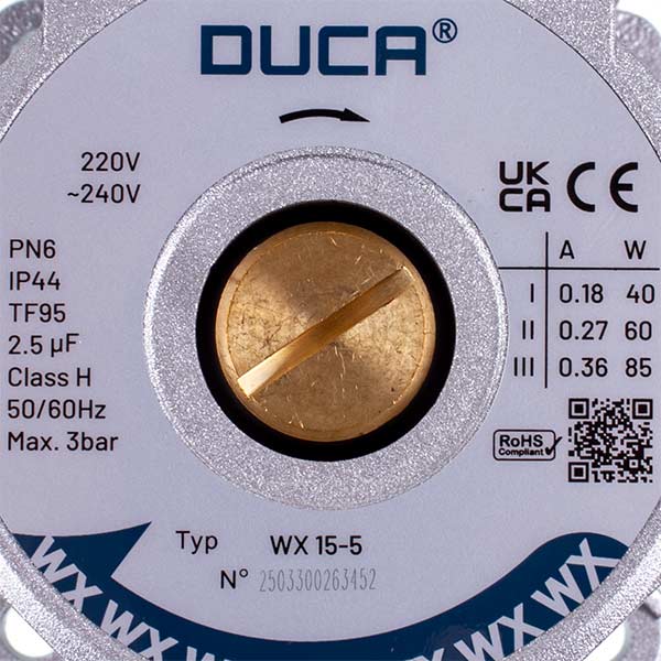 Circulation Pump Duca WX 15-5 85 W D=21 mm for Gas Boiler