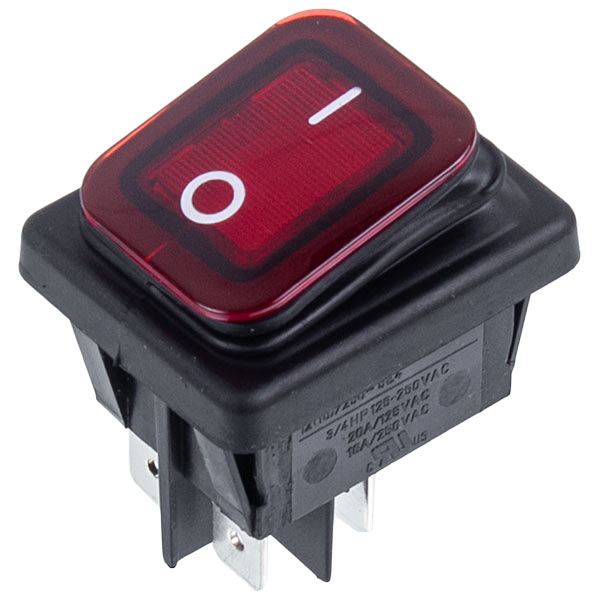Switch 16A-250V/20A-125V 4 Contacts (Universal) Red