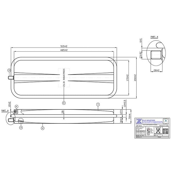 Expansion Tank Zilio 8 l 3/8" for Gas Boiler Compatible with Ferroli 39812140