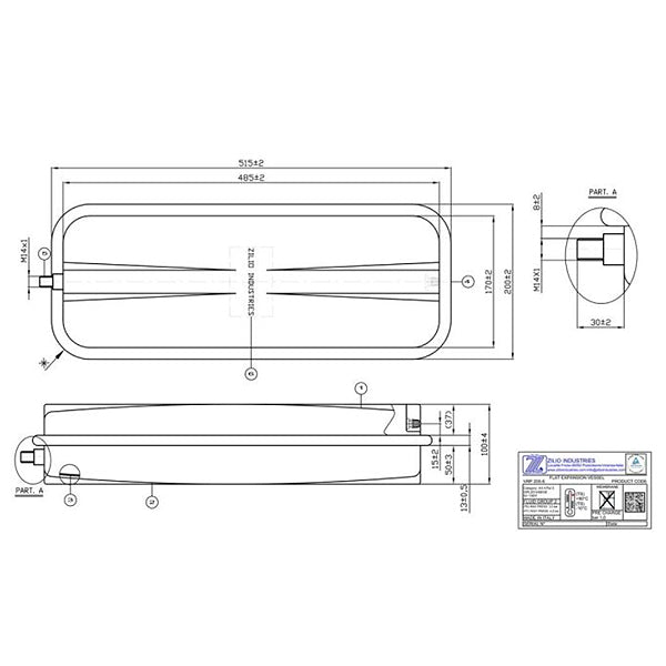 Expansion Tank Zilio 8 l M14x1 for Gas Boiler Compatible with Baxi Luna/Nuvola 3 Comfort/Duo-Tec 5629130