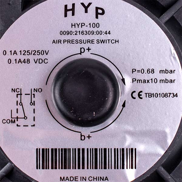Air pressure switch (Presostat) P=0,68 mbar for gas boiler Compatible with Baxi/Westen 628610