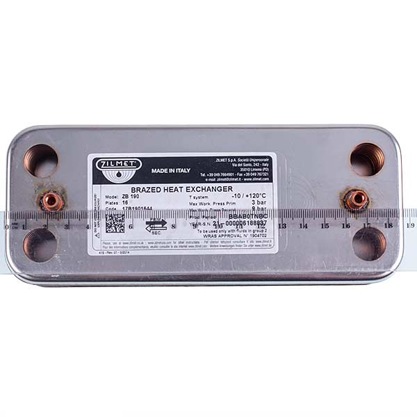 DHW Plate Heat Exchanger Zilmet (16 plates) for Gas Boiler Ariston 17B1901644