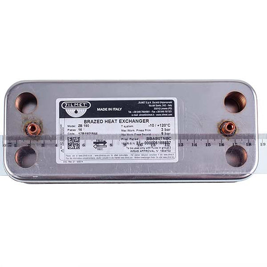 DHW Plate Heat Exchanger Zilmet (16 plates) for Gas Boiler Ariston 17B1901644