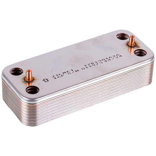 DHW Plate Heat Exchanger Zilmet (16 plates) for Gas Boiler Compatible with Ariston, Ferroli, Biasi, Viessmann BI1001102