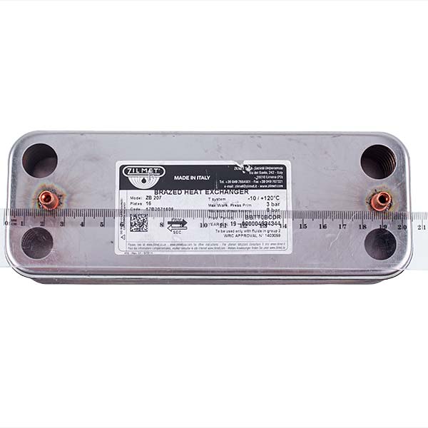 DHW Plate Heat Exchanger Zilmet (16 plates) for Gas Boiler Ariston, Ferroli, Demrad, Protherm 17B2071606