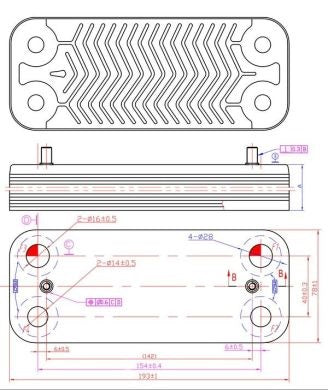 DHW Plate Heat Exchanger (12 plates) for Gas Boiler Compatible with Ariston/Сhaffoteaux 65104333