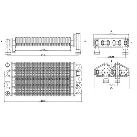 Bithermic Heat Exchanger for Gas Boiler Compatible with Baxi/Sime 6174232