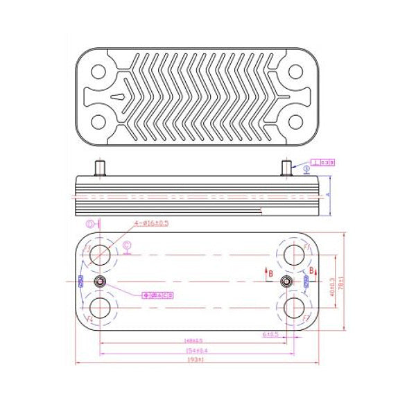 DHW Plate Heat Exchanger (16 plates) for Gas Boiler 17B1901600