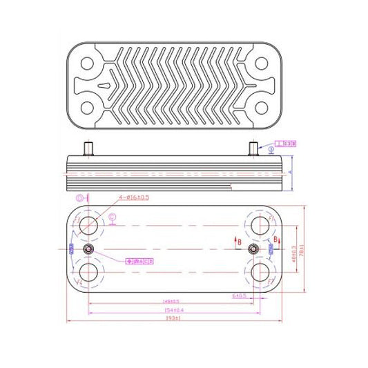 DHW Plate Heat Exchanger (16 plates) for Gas Boiler 17B1901600