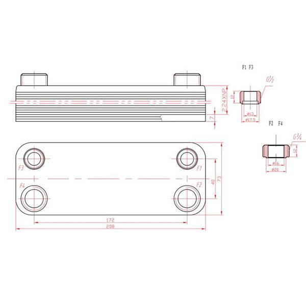 DHW Plate Heat Exchanger (12 plates) for Gas Boiler Compatible with Termet Mini Max Plus GCO-DP-13-10 17B2071202