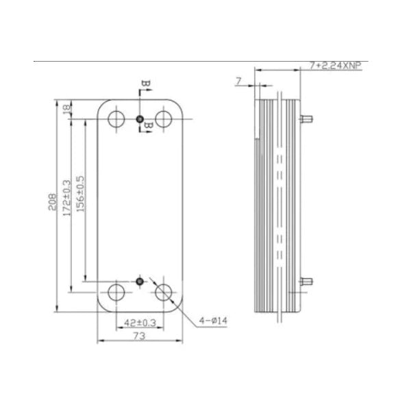 DHW Plate Heat Exchanger (12 plates) for Gas Boiler Compatible with Baxi/Westen 17B2071200