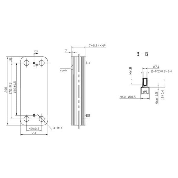 DHW Plate Heat Exchanger (20 plates) for Gas Boiler Compatible with Baxi ECO-3/4S, Luna 3 Comfort, Westen Pulsar 17B2072000