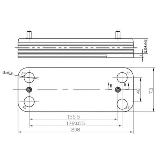 DHW Plate Heat Exchanger (10 plates) for Gas Boiler Compatible with Baxi/Westen 5686660