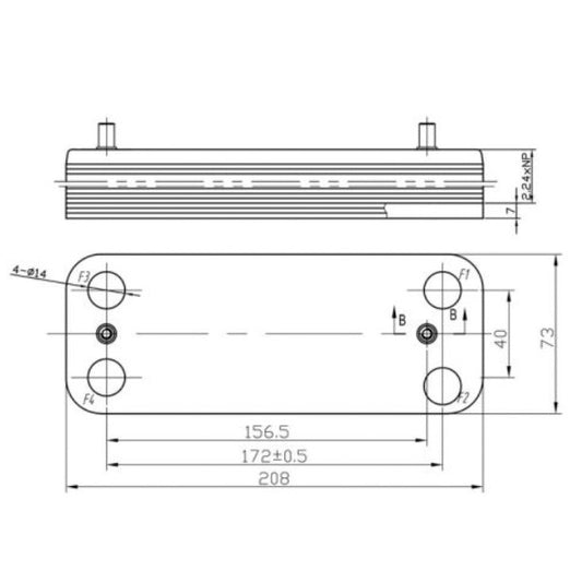 DHW Plate Heat Exchanger (14 plates) for Gas Boiler Compatible with Baxi/Westen 5686680