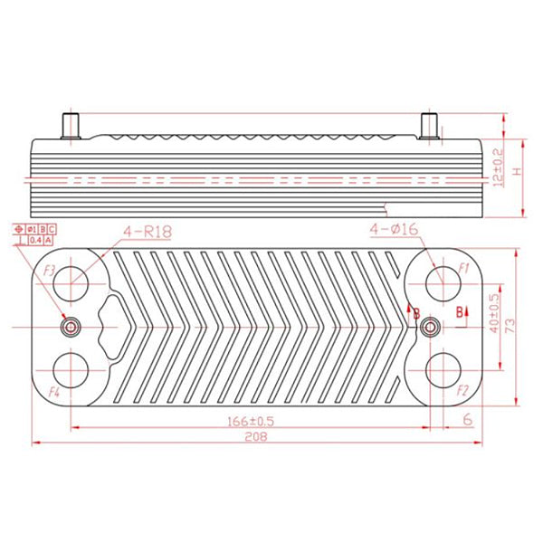 DHW Plate Heat Exchanger (14 plates) for Gas Boiler Compatible with Protherm Tiger 24 KTV12, 24 KOV12 0020025294