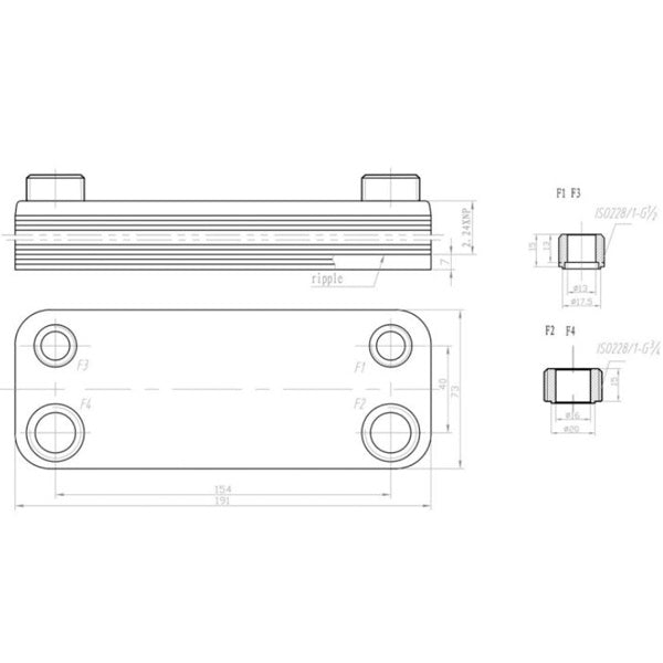 DHW Plate Heat Exchanger (18 plates) for Gas Boiler Compatible with Hermann Thesi 15004403